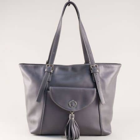 Сива дамска чанта с две регулируеми дръжки ch5637-6sv