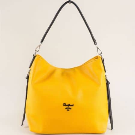 Модерна дамска чанта в жълт цвят DAVID JONES cm6061j