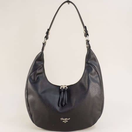Черна дамска чанта с къса и дълга дръжка cm6087ch