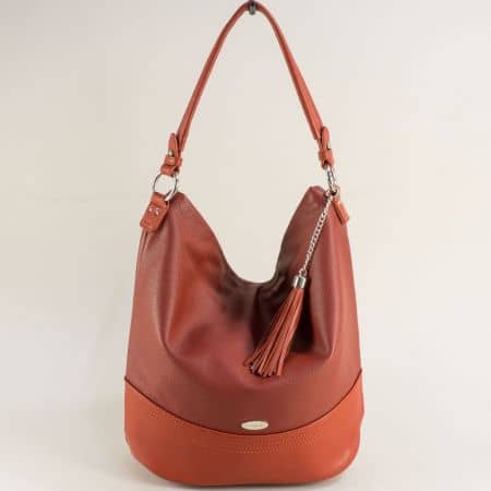 Тъмно кафява дамска чанта тип торба David Jones cm6224kk