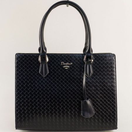 Дамска чанта със заден джоб в черен цвят David Jones cm6229ch