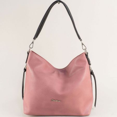 Розова дамска чанта с една преграда David Jones cm6232rz