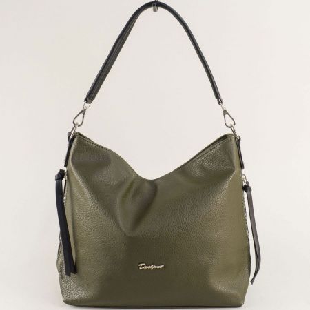 Зелена дамска чанта тип торба David Jones cm6232z