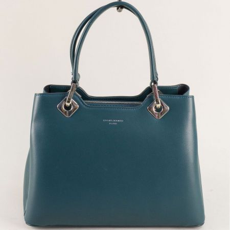 Синя дамска чанта с къса и дълга дръжка David Jones cm6239s