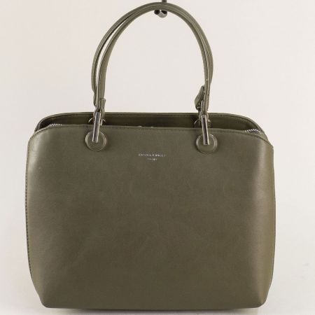 Зелена дамска чанта с практично разпределение cm6252z