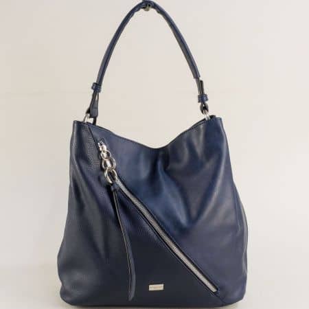 Дамка синя чанта с прилежаща дълга дръжка cm6271s