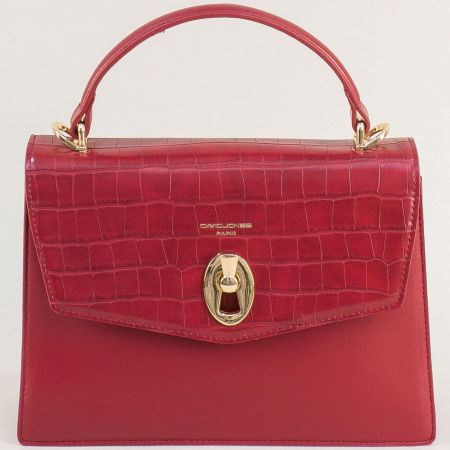 Елеганта дамска чанта в червено с кроко мотиви cm6409tchv