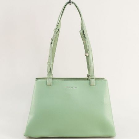 Зелена дамска чанта с три прегради David Jones cm6415z