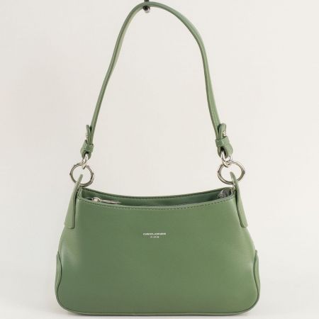 Зелена дамска чанта с къса и дълга дръжка DAVID JONES cm6418z