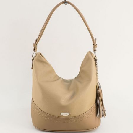 Ежедневна дамска чанта с две дръжки в бежов цвят cm6442tbj