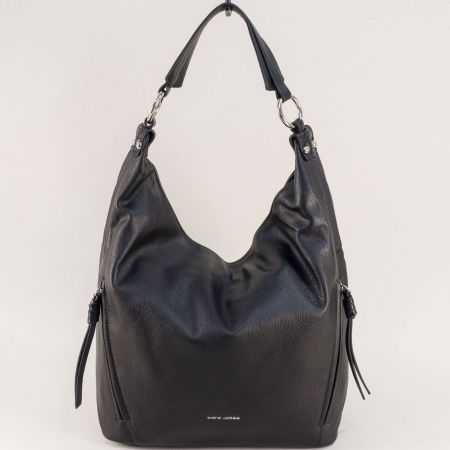 Ежедневна дамска чанта в черно с къса и дълга дръжка cm6452ch