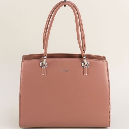 Стилна дамска чанта с три прегради на DAVID JONES в розово cm6511rz