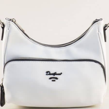 Дамска чанта в бял цвят с преден и заден джоб на DAVID JONES ch6513-2b