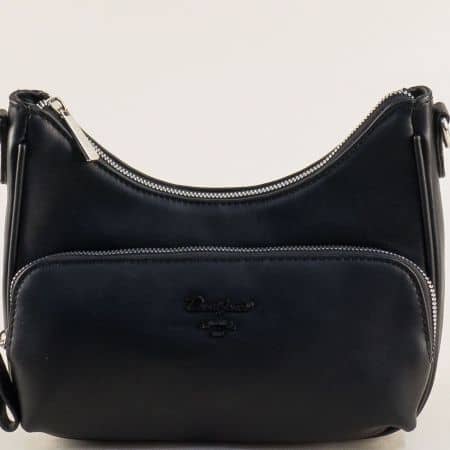 Черна дамска чанта с преден и заден джоб David Jones ch6513-2ch