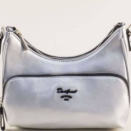 Сребърна дамска чанта с дълга дръжка David Jones ch6513-2sr