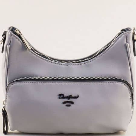 Ежедневна сива дамска чанта с една преграда и преден джоб ch6513-2sv