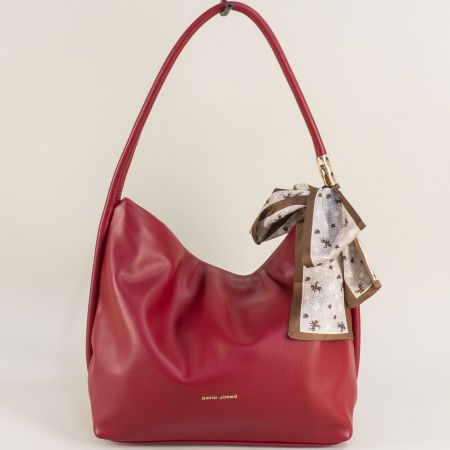 Червена дамска чанта с една преграда на DAVID JONES cm6534chv