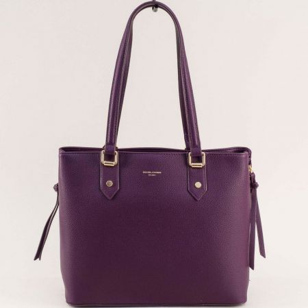 Стилна дамска чанта DAVID JONES с къса дръжка в лилав цвят cm6806l