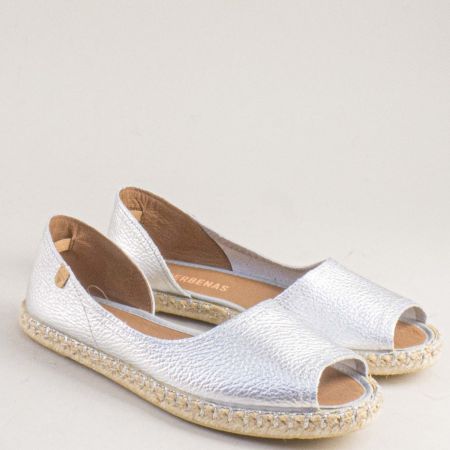 Сребърни дамски обувки VERBENAS на равно ходило от естествена кожа cruzsr