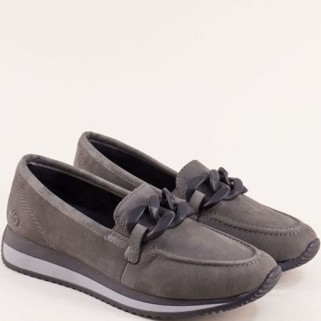 Комфортни дамски кожени  обувки Remonte в сив цвят d0h10sv
