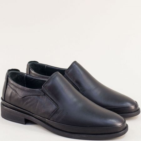 Елегантни мъжки черни обувки естествена кожа d1504ch