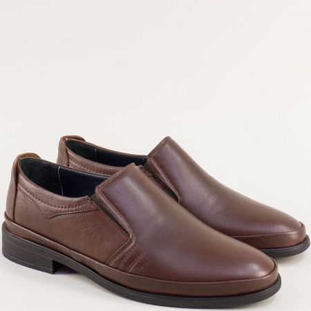 Мъжки обувки в кафяво с ластици естествена кожа d1504kk