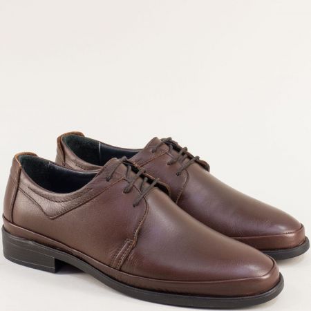 Елегантни мъжки обувки в кафяво естествена кожа d1505kk