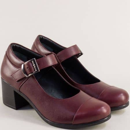 Дамска обувка естествена кожа цвят бордо d23bd