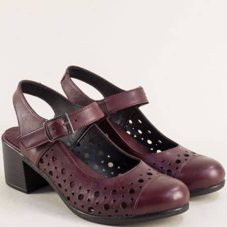 Ежедневни дамски сандали в цвят бордо естествена кожа d41bd