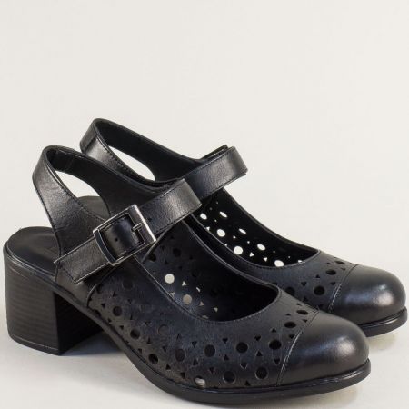 Черни комфортни дамски сандали от естествена кожа d41ch