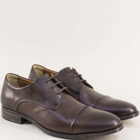 Елегантни мъжки обувки с връзки в кафяво от естествена кожа de255106-006