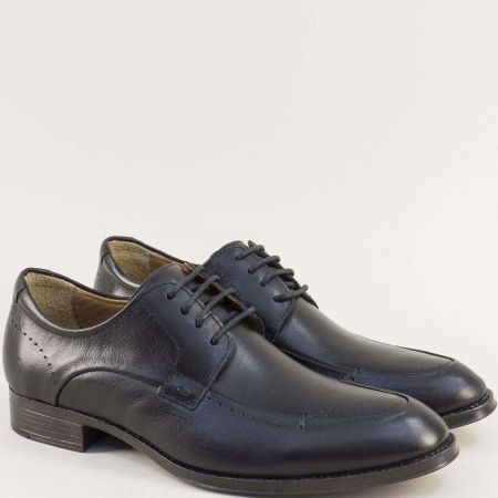 Стилни мъжки обувки естествена кожа с връзки в черен цвят de316101-003