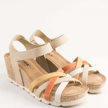 EMMA дамски сандали с пъстри каишки от естествен набук e3103nbjps