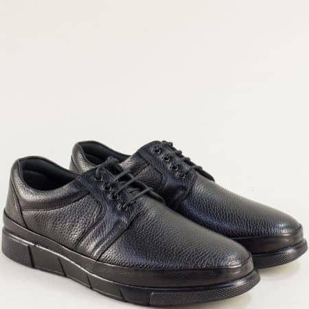 Кожени мъжки обувки на комфортно ходило в черен цвят e902ch