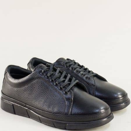 Мъжки черни обувки от естествена кожа e910ch