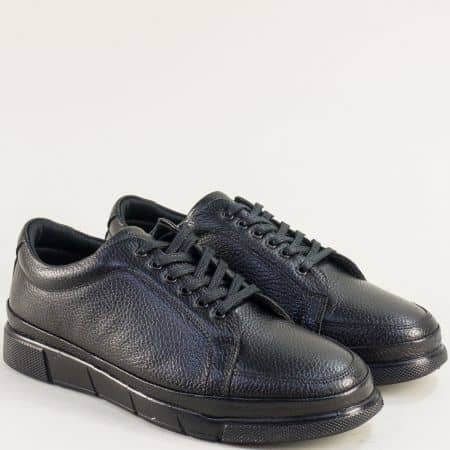 Комфортни мъжки обувки в черен цвят от естествена кожа e912ch