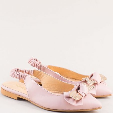 Дамски обувки с модерен аксесоар в розов цвят f11002rz