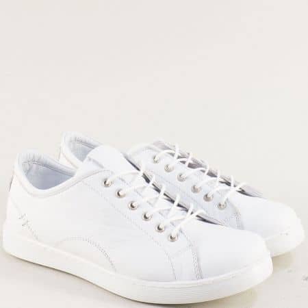 Спортни дамски обувки от естествена кожа в бяло f1104b