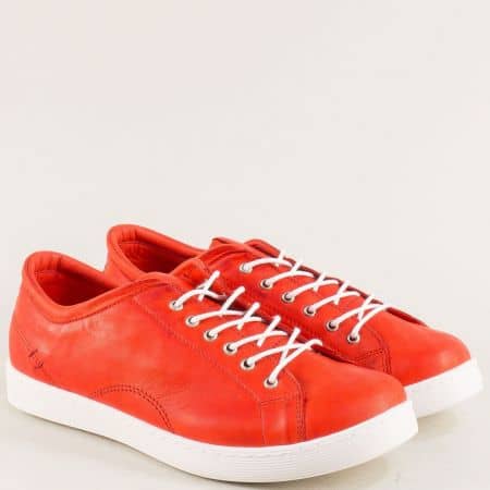 Спортни червени обувки от естествена кожа f1104chv