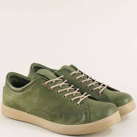 Тъмно зелени дамски обувки от естествена кожа f1104tz