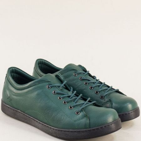 Дамски обувки в зелен цвят от естествена кожа f1104z
