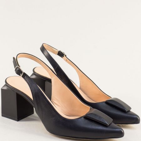 Екстравагантни дамски сандали на висок ток в черна кожа f759ch