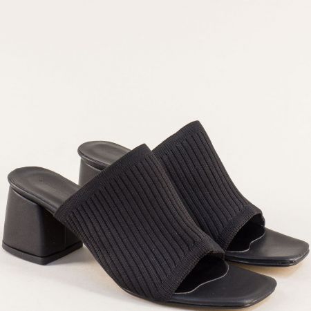 Ефектни дамски чехли в черен цвят на комфортен ток i500ch