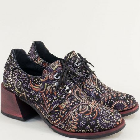 Цветни дамски обувки с връзки естествена кожа k0204chps