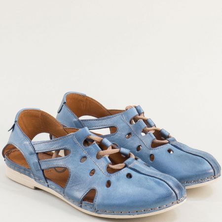  Дамски летни обувки в син цвят на Karyoka от естествена кожа  k1138s1