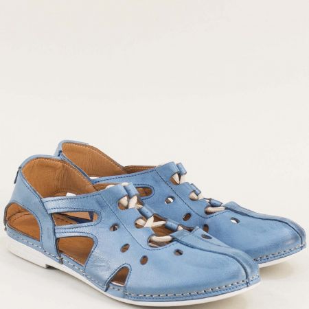  Дамски летни обувки в син цвят на Karyoka от естествена кожа  k1138s1