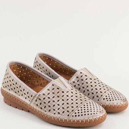 Ежедневни дамски сиви обувки от естествена кожа  k1554sv