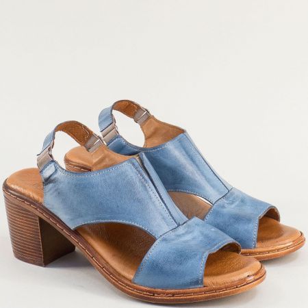 Ежедневни дамски сандали в син цвят естествена кожа k1603s1