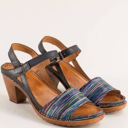 Цветни дамски сандали на висок ток естествена кожа k1890chps