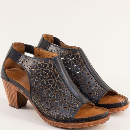 Karyoka стилни дамски сандали от естествена кожа в черен цвят k1895ch